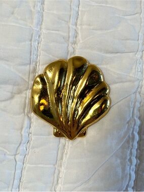 Vintage Edouard Rambaud Paris Gold Shell Brooch Couture Statement Pin